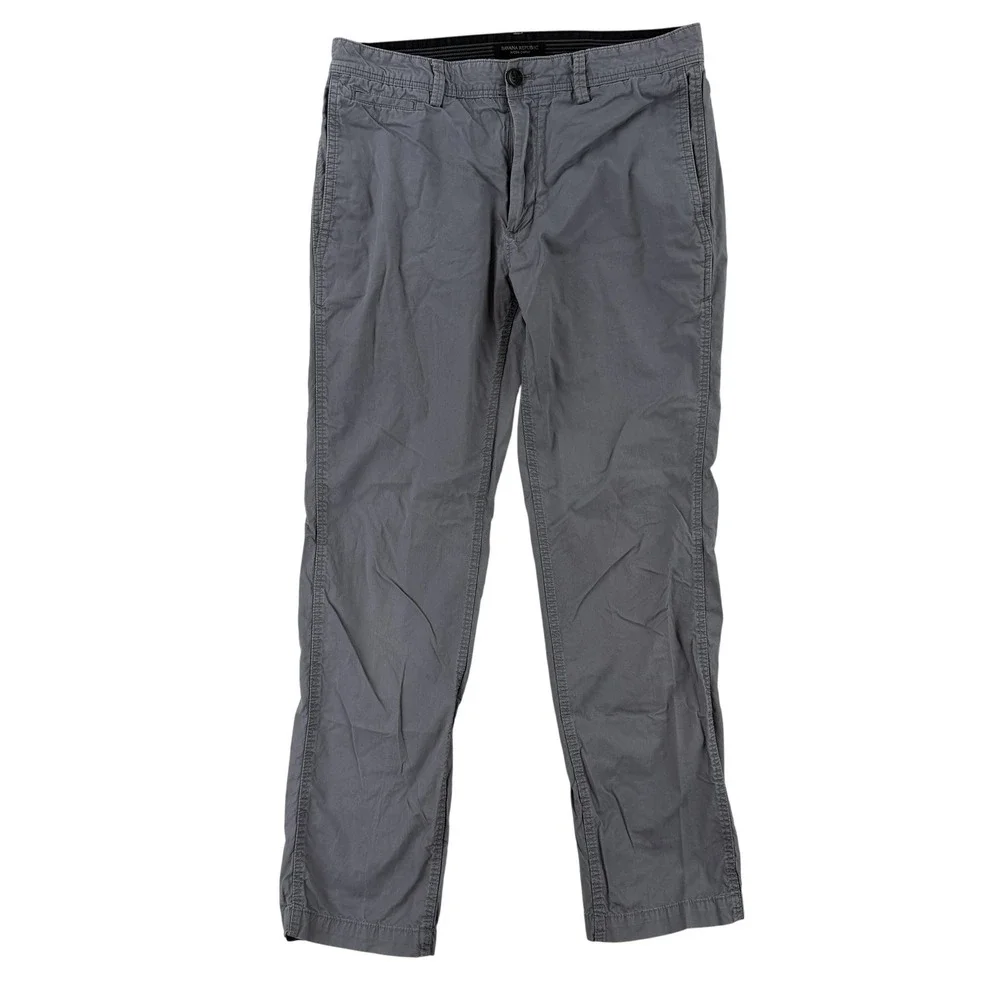 Banana Republic Aiden‎ Chino Pants Mens 30x28 Gray Regular Fit Cotton Casual